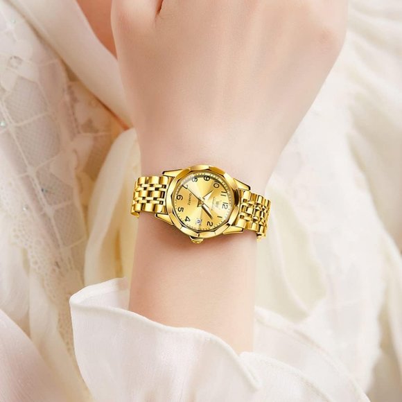 Olevs Women Stainless Steel Ladies Analog Quartz Date Waterproof Wrist Watch main image 4